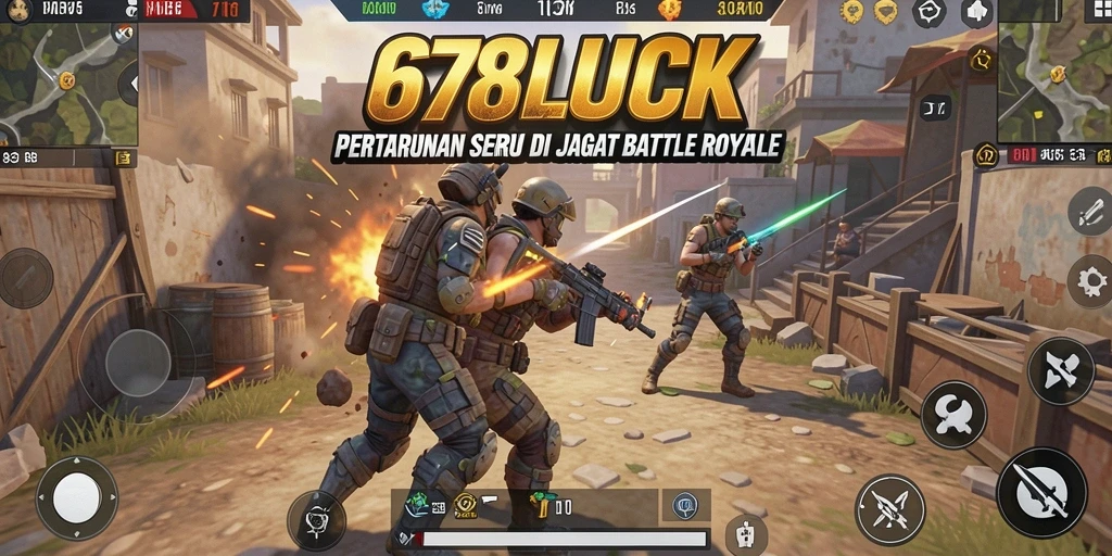 Menampilkan gameplay seru dalam 678LUCK di arena Battle Royale.