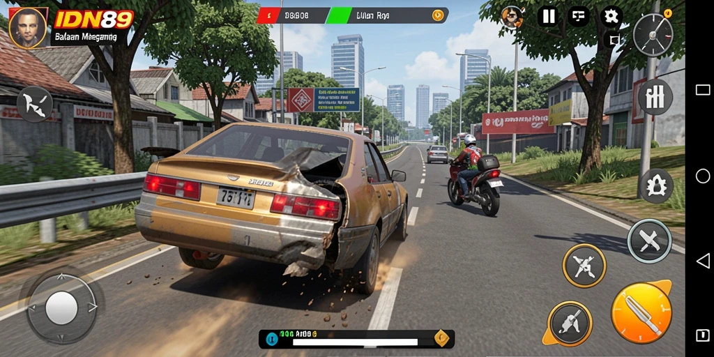 Tampilan gameplay balapan menegangkan dalam IDN89.