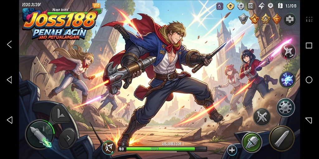 Tampilan gameplay utama JOSS188 dengan karakter Anime yang dinamis.