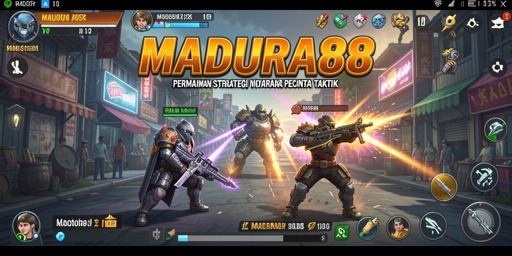 Screenshot utama MADURA88 menampilkan strategi pertempuran yang intens.
