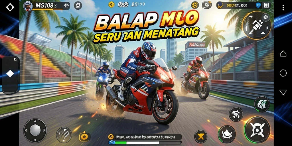 Gameplay seru dan mendebarkan di MG108, balap motor yang menegangkan.