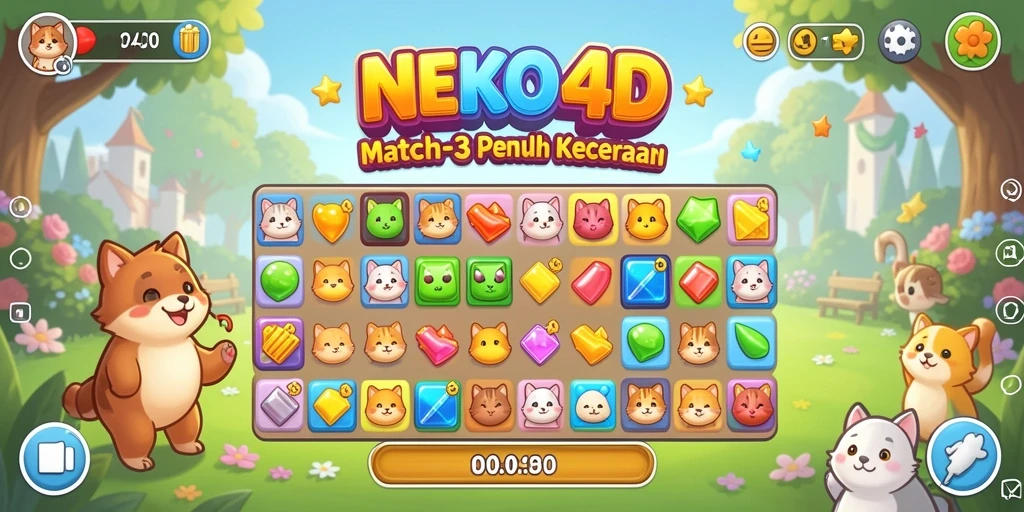 Tampilan gameplay seru di NEKO4D dengan kombinasi warna yang menarik.