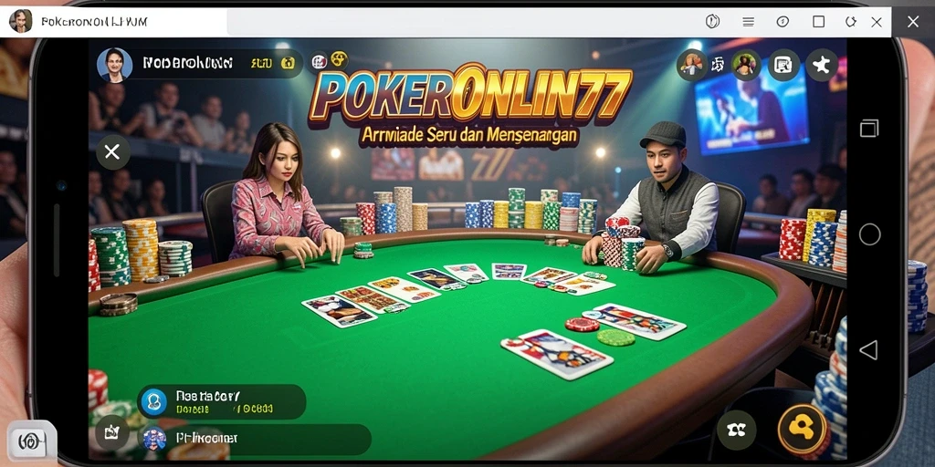 Screenshot gameplay POKERONLIN77 dengan tampilan arcade yang menarik.