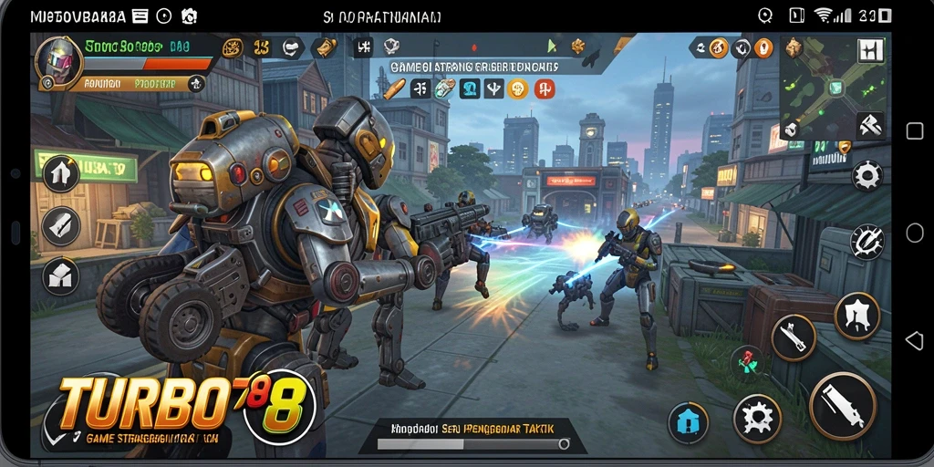 Tangkapan layar TURBO78 menunjukkan aksi intens dalam permainan strategi.